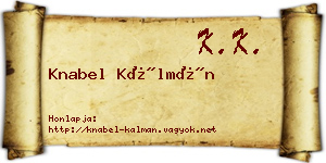 Knabel Kálmán névjegykártya